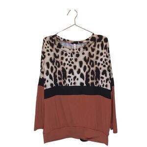 P & Rose long sleeved Animal Print Sweater sweatshirt color block small